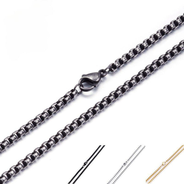 2.5/3mm Rounded Box Chain Stainless Steel Necklaces Black/Oxidized Black - kalen