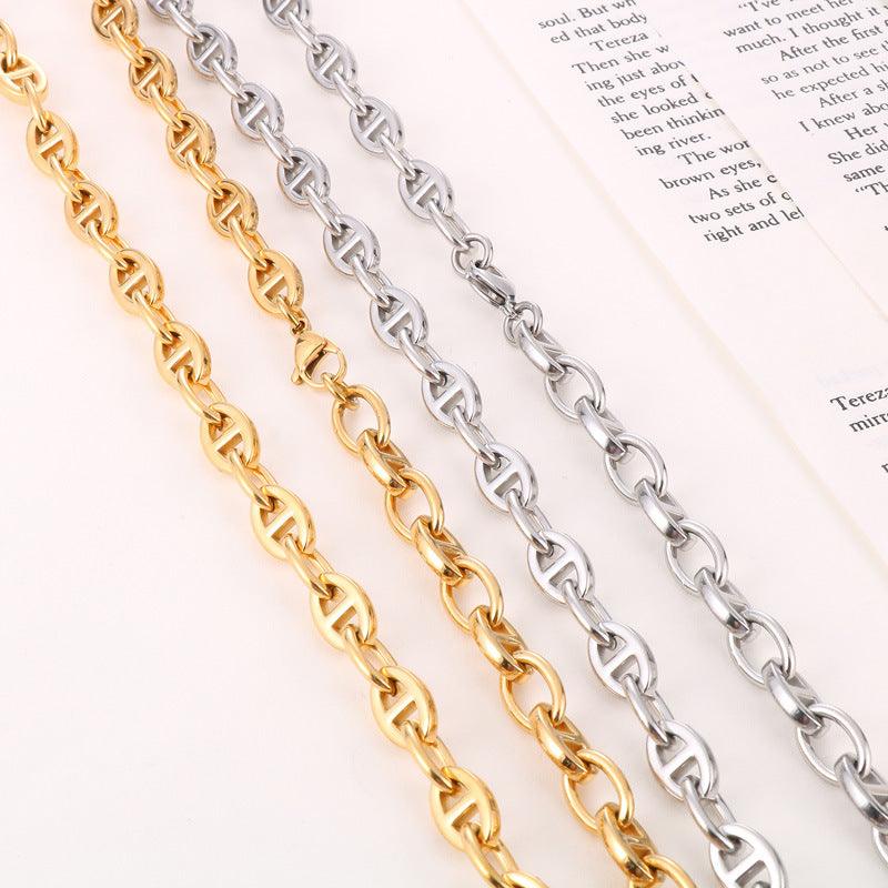 9mm Stainless Steel Pig Nose Chain Necklace - kalen