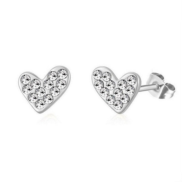 Kalen Stainless Steel CZ Heart Stud Earrings Wholesale for Women - kalen