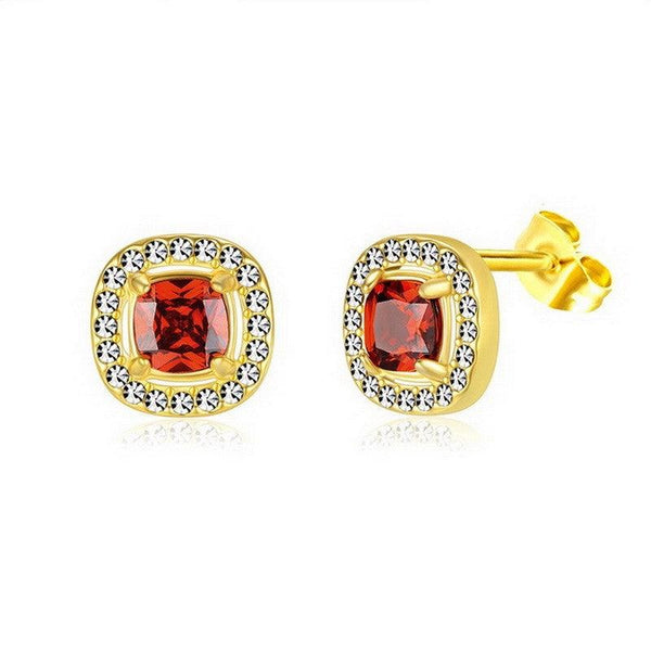 Kalen Stainless Steel Gold Plated Crystal CZ Stud Earrings for Women - kalen