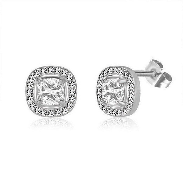 Kalen Stainless Steel Round Crystal CZ Stud Earrings for Women - kalen