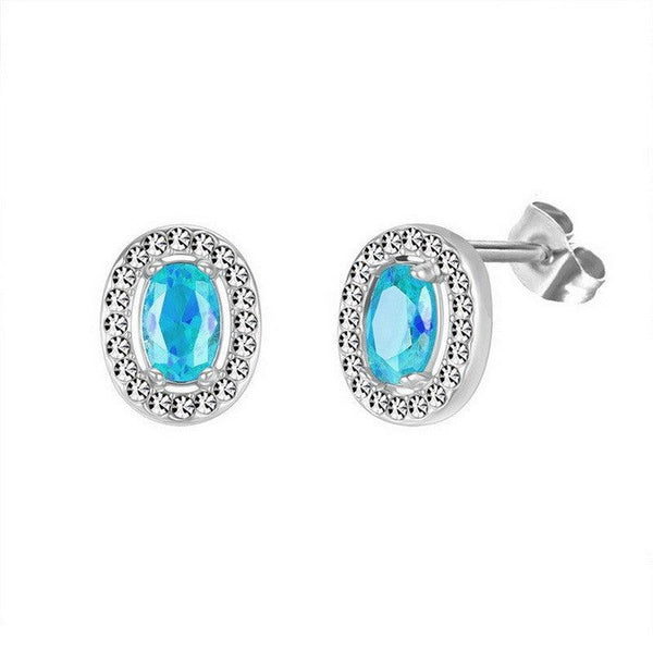 Kalen Stainless Steel Round Crystal CZ Stud Earrings for Women - kalen