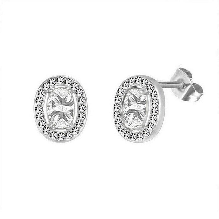 Kalen Stainless Steel Round Crystal CZ Stud Earrings for Women - kalen