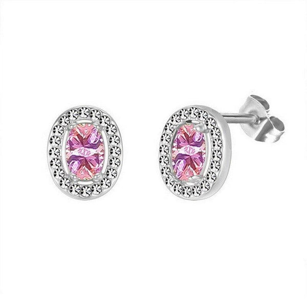 Kalen Stainless Steel Round Crystal CZ Stud Earrings for Women - kalen