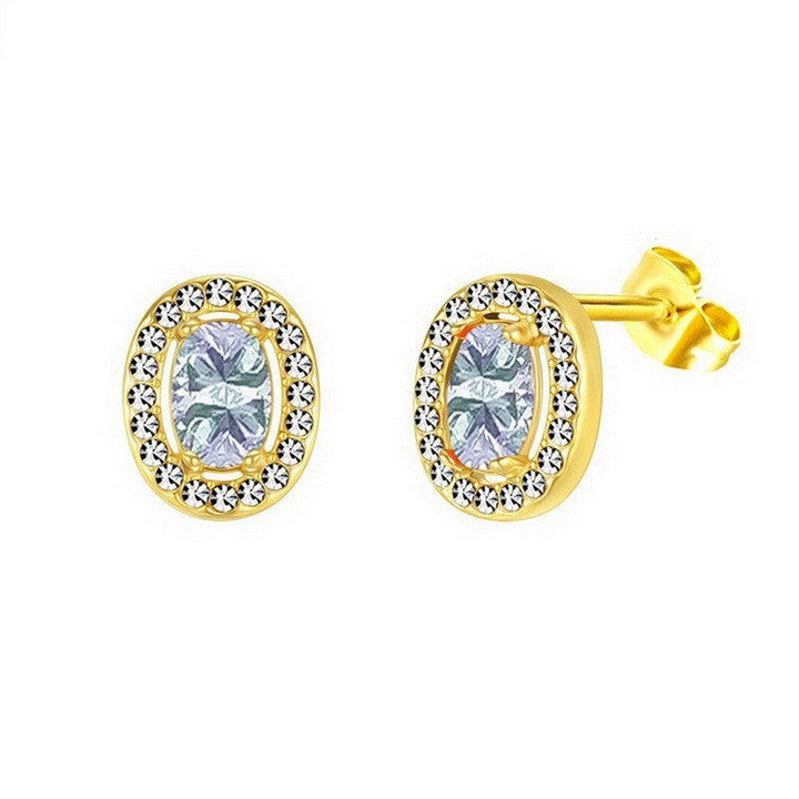 Kalen Stainless Steel Gold Plated Crystal CZ Stud Earrings for Women - kalen