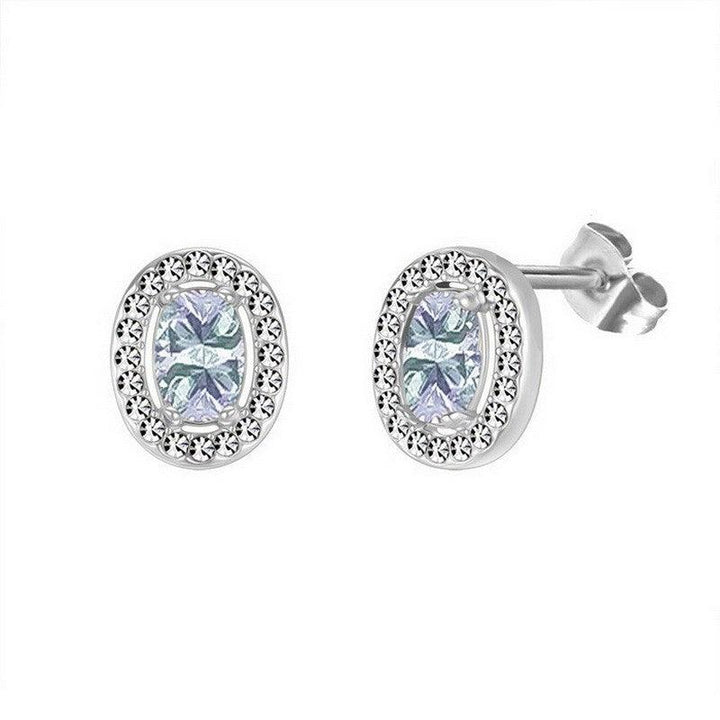 Kalen Stainless Steel Round Crystal CZ Stud Earrings for Women - kalen