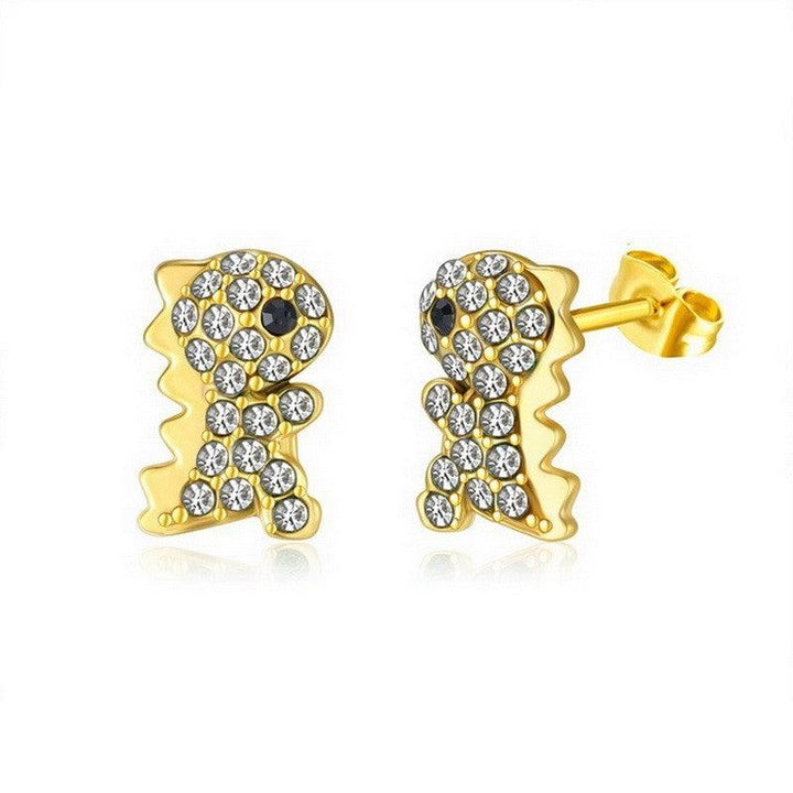 Kalen Stainless Steel Gold Plated Crystal CZ Stud Earrings for Women - kalen