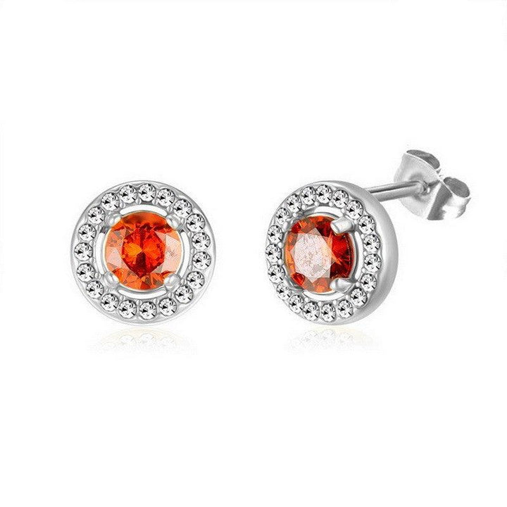 Kalen Stainless Steel Round Crystal CZ Stud Earrings for Women - kalen