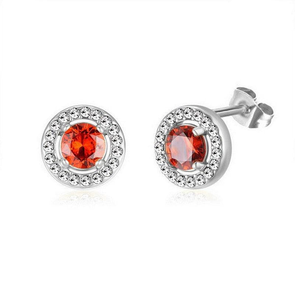 Kalen Stainless Steel Round Crystal CZ Stud Earrings for Women - kalen