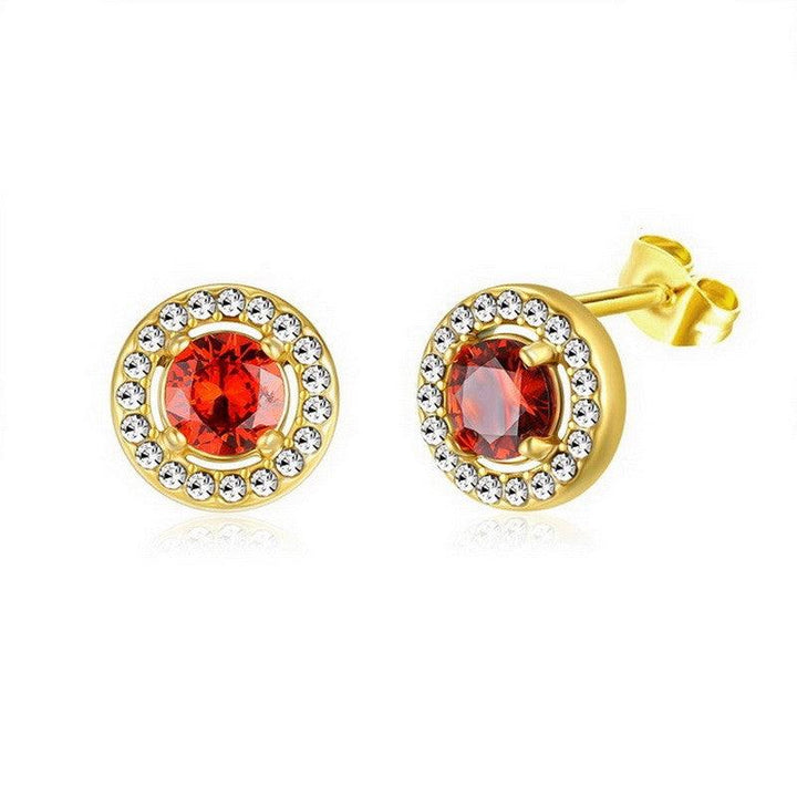 Kalen Stainless Steel Gold Plated Crystal CZ Stud Earrings for Women - kalen