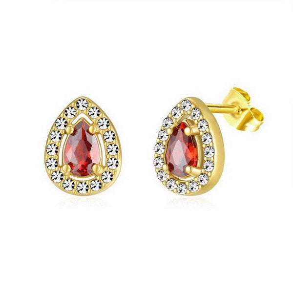 Kalen Stainless Steel Gold Plated Crystal CZ Stud Earrings for Women - kalen