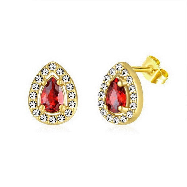 Kalen Stainless Steel Gold Plated Crystal CZ Stud Earrings for Women - kalen