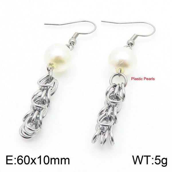 Kalen Stainless Steel Chain Pearl Drop Earrings Wholesale for Women - kalen