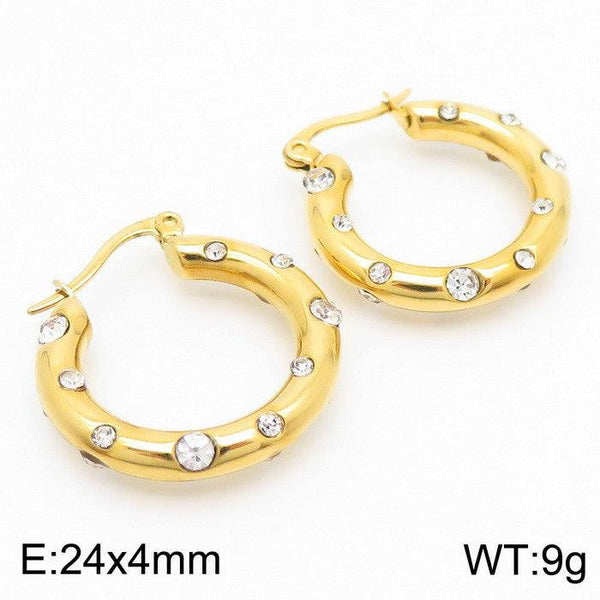 Kalen Stainless Steel Zircon Hoop Earrings Wholesale for Women - kalen