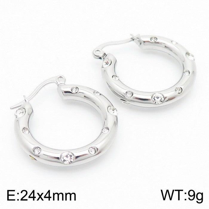 Kalen Stainless Steel Zircon Hoop Earrings Wholesale for Women - kalen