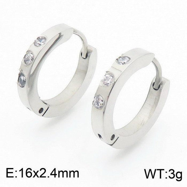 Kalen Stainless Steel Zircon Huggie Hoop Earrings Wholesale for Women - kalen