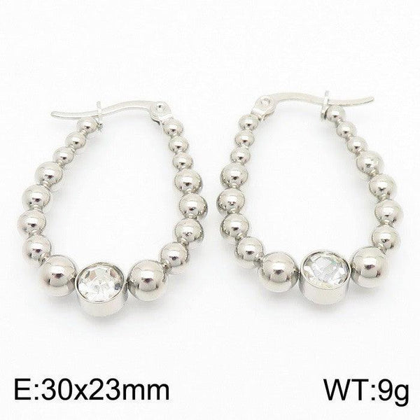 Kalen Stainless Steel Bead Hoop Earrings Wholesale for Women - kalen