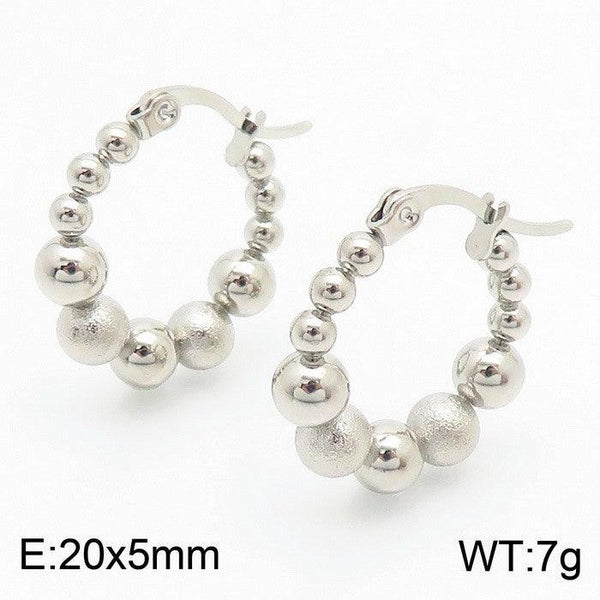 Kalen Stainless Steel Bead Hoop Earrings Wholesale for Women - kalen