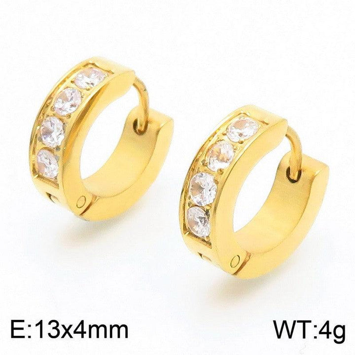 Kalen Stainless Steel Zircon Huggie Hoop Earrings Wholesale for Women - kalen