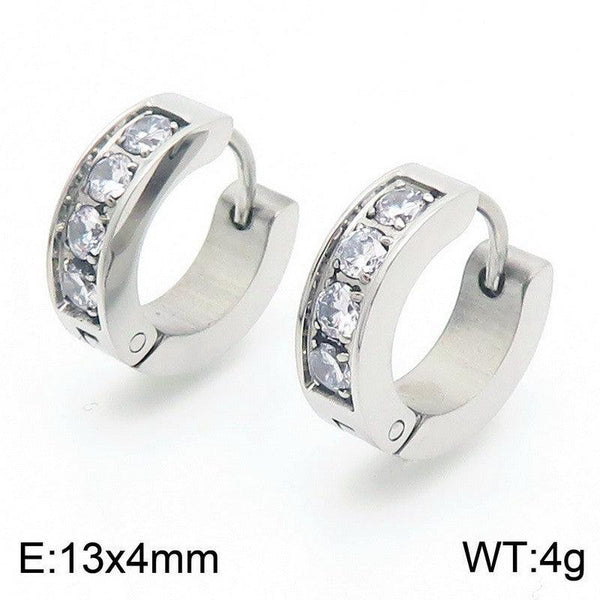 Kalen Stainless Steel Zircon Huggie Hoop Earrings Wholesale for Women - kalen