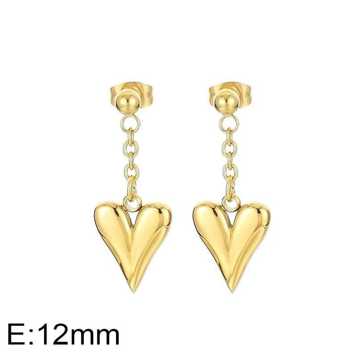 Kalen Stainless Steel Heart Drop Earrings Wholesale for Women - kalen