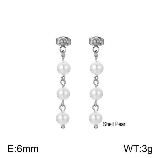 Kalen Stainless Steel Pearl Drop Earrings Wholesale for Women - kalen