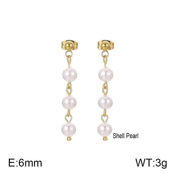 Kalen Stainless Steel Pearl Drop Earrings Wholesale for Women - kalen