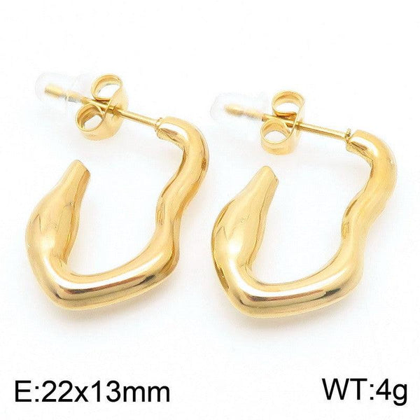 Kalen Stainless Steel Gold Plated Stud Earrings Wholesale for Women - kalen