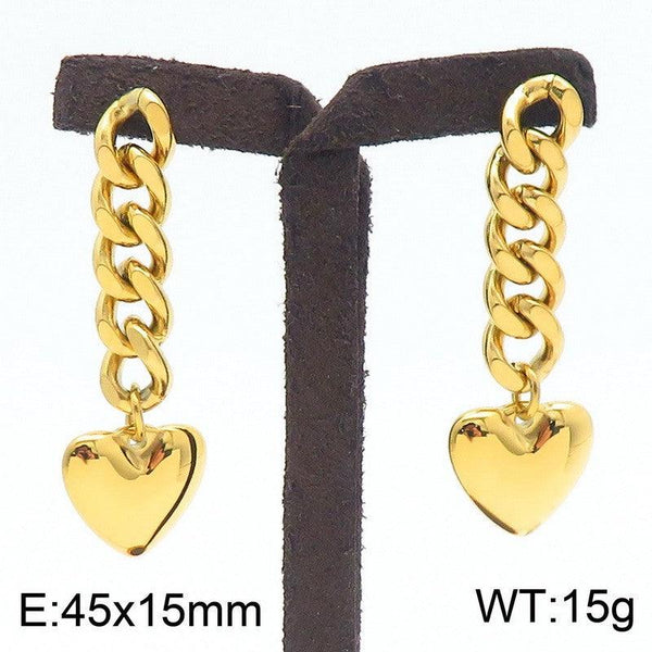 Kalen Stainless Steel Heart Drop Earrings Wholesale for Women - kalen