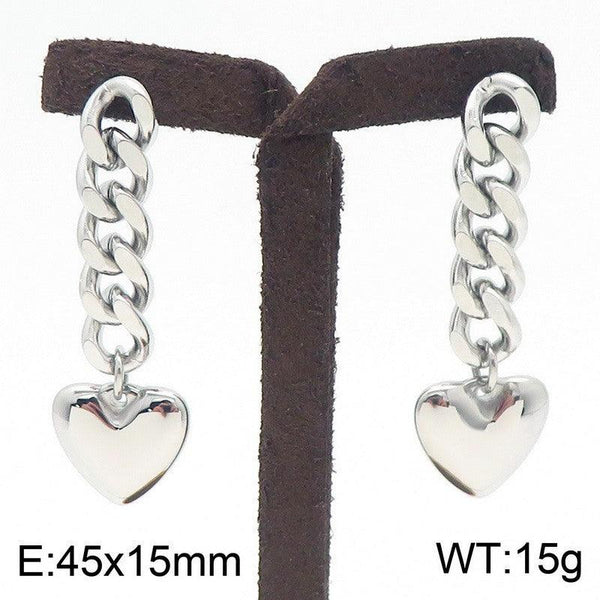 Kalen Stainless Steel Heart Drop Earrings Wholesale for Women - kalen