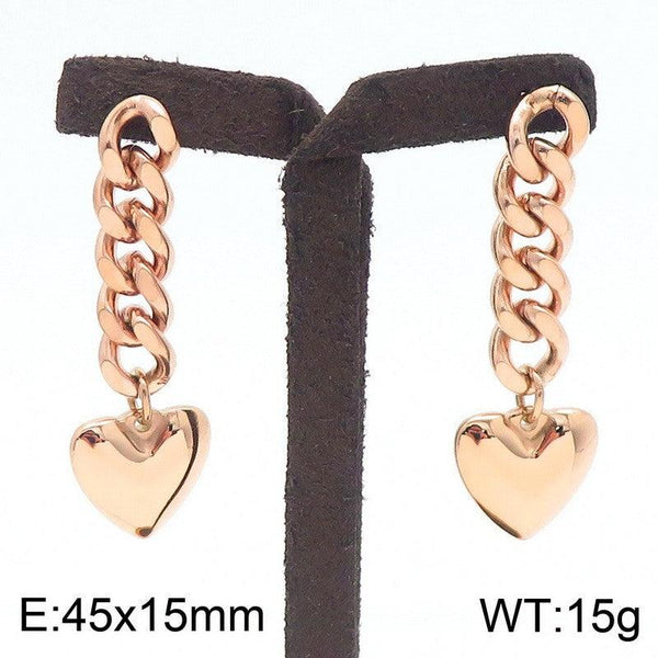 Kalen Stainless Steel Heart Drop Earrings Wholesale for Women - kalen