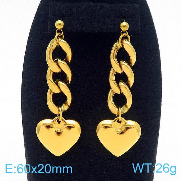 Kalen Stainless Steel Heart Drop Earrings Wholesale for Women - kalen