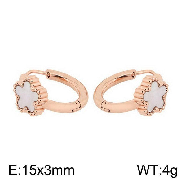 Kalen Stainless Steel Rose Gold Shell Hoop Earrings Wholesale for Women - kalen