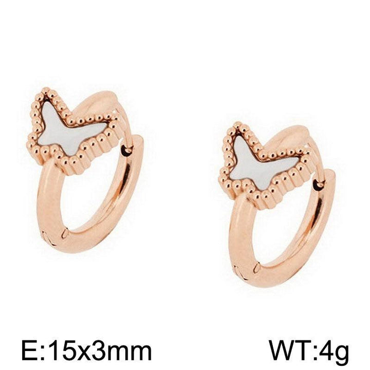 Kalen Stainless Steel Rose Gold Shell Hoop Earrings Wholesale for Women - kalen