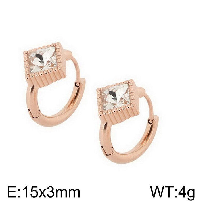 Kalen Stainless Steel Rose Gold Zircon Hoop Earrings Wholesale for Women - kalen