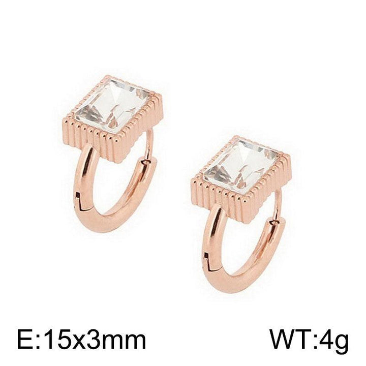 Kalen Stainless Steel Rose Gold Zircon Hoop Earrings Wholesale for Women - kalen