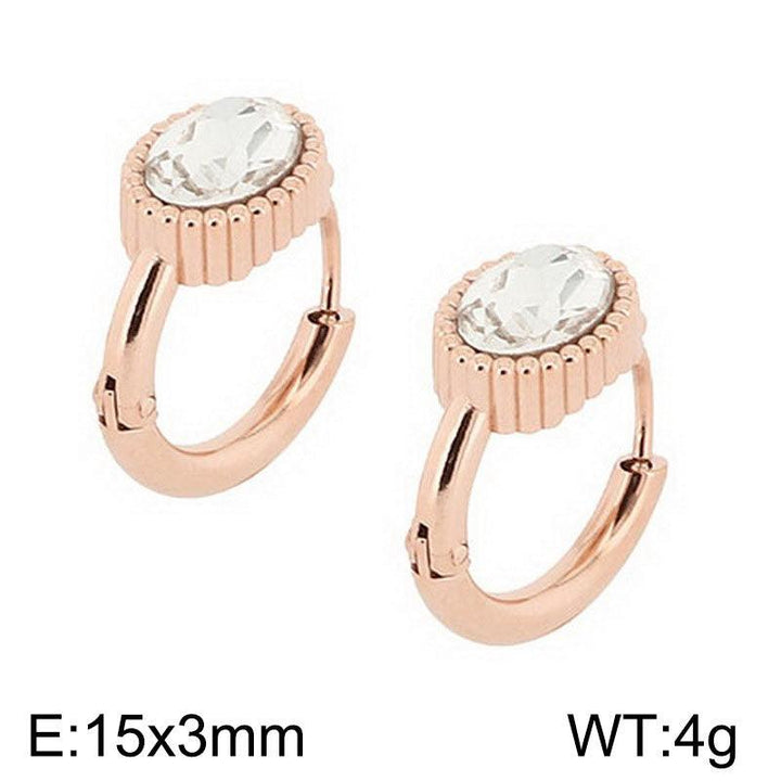 Kalen Stainless Steel Rose Gold Zircon Hoop Earrings Wholesale for Women - kalen