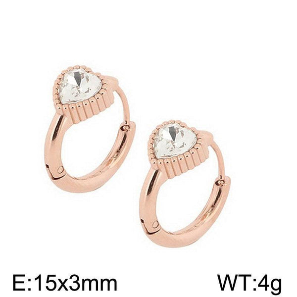 Kalen Stainless Steel Rose Gold Zircon Hoop Earrings Wholesale for Women - kalen