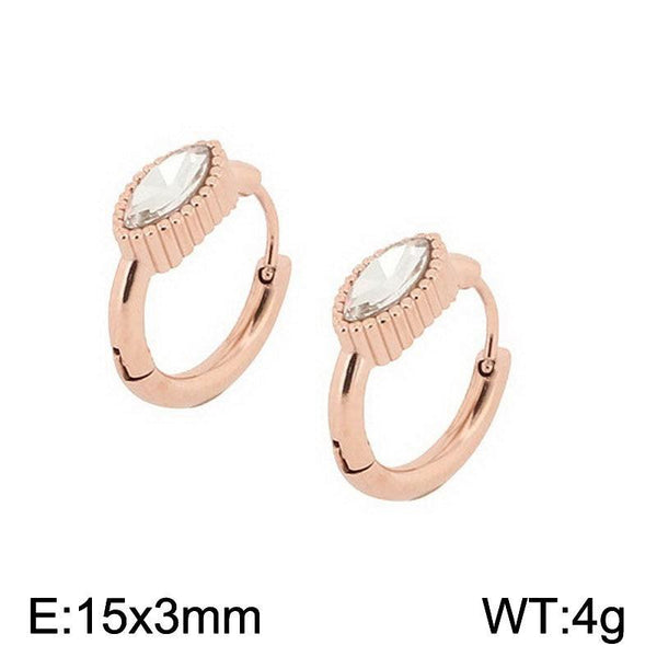 Kalen Stainless Steel Rose Gold Zircon Hoop Earrings Wholesale for Women - kalen