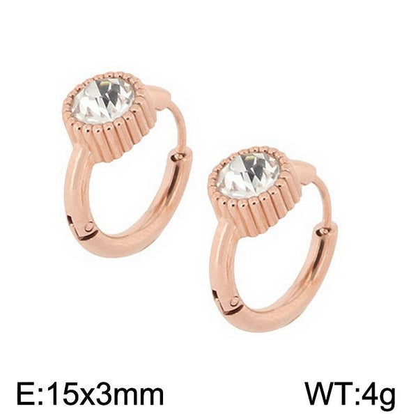 Kalen Stainless Steel Rose Gold Zircon Hoop Earrings Wholesale for Women - kalen