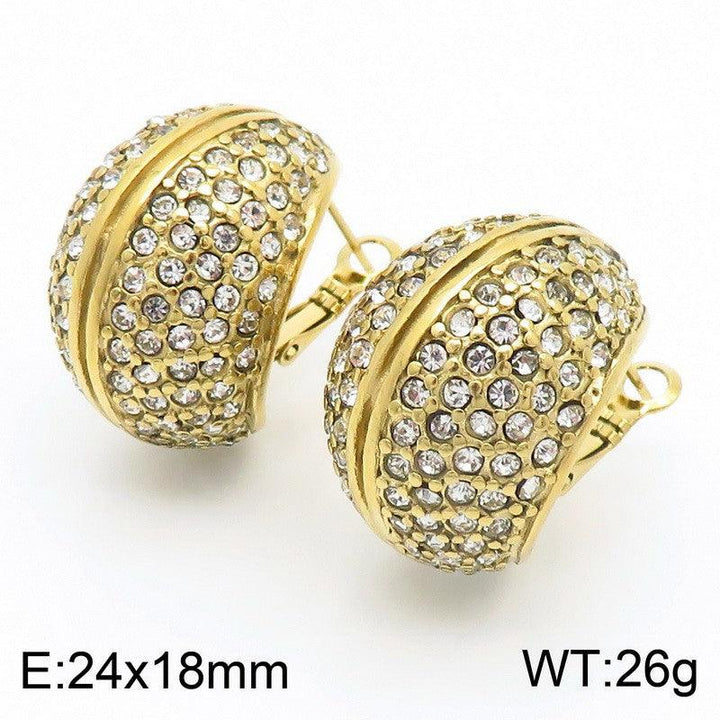 Kalen Stainless Steel Gold Plated Crystal CZ Stud Earrings for Women - kalen