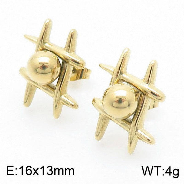 Kalen Stainless Steel Gold Plated Stud Earrings Wholesale for Women - kalen