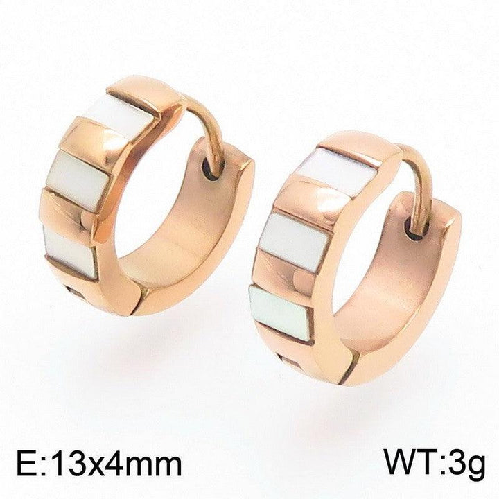 Kalen Stainless Steel Rose Gold Enamel Huggie Hoop Earrings Wholesale for Women - kalen