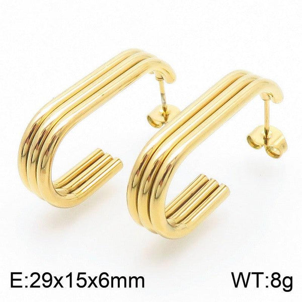 Kalen Stainless Steel Gold Plated Stud Earrings Wholesale for Women - kalen