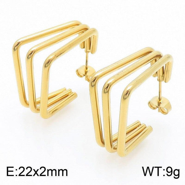 Kalen Stainless Steel Gold Plated Stud Earrings Wholesale for Women - kalen