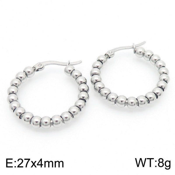 Kalen Stainless Steel Bead Hoop Earrings Wholesale for Women - kalen