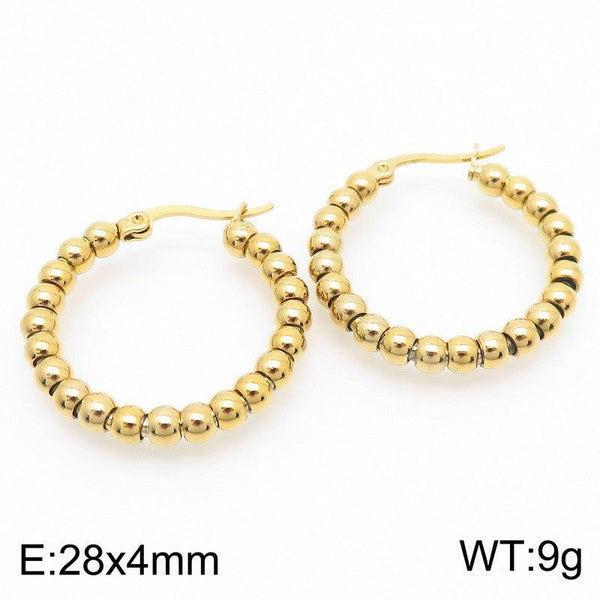 Kalen Stainless Steel Bead Hoop Earrings Wholesale for Women - kalen