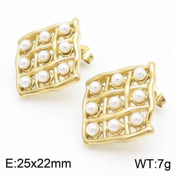 Kalen Stainless Steel Gold Plated Stud Earrings Wholesale for Women - kalen