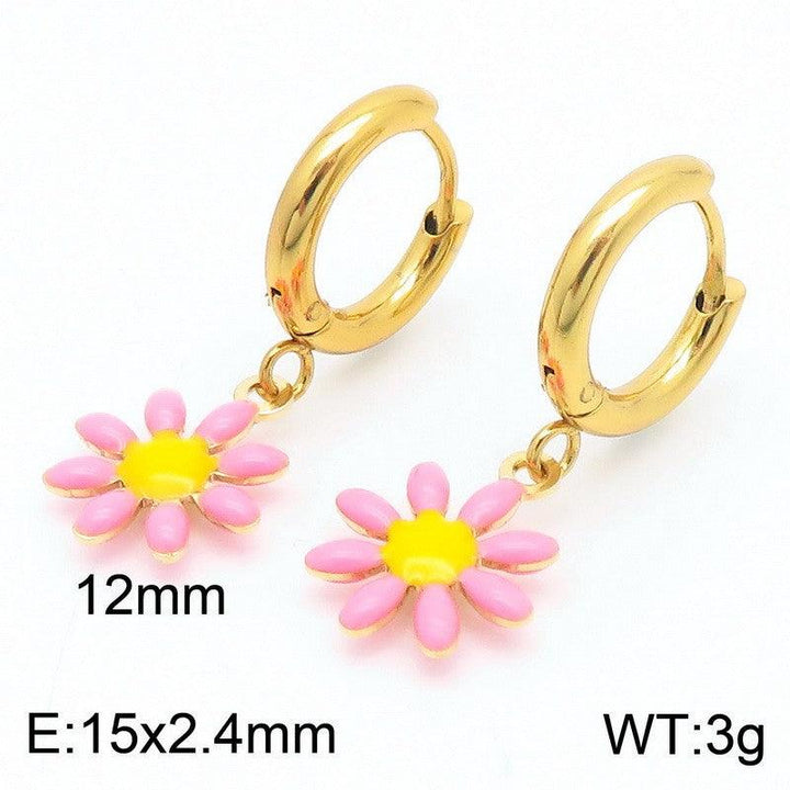 Kalen Stainless Steel Flower Drop Earrings Wholesale for Women - kalen