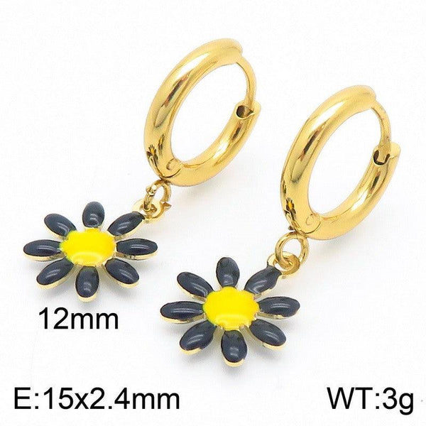 Kalen Stainless Steel Flower Drop Earrings Wholesale for Women - kalen